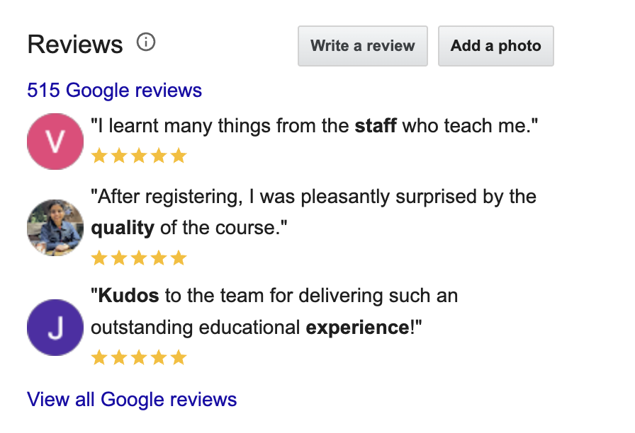 Google reviews